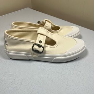 Vans Style 93 Mary Jane Women Size 6 Beige Canvas Buckle Shoes. New!